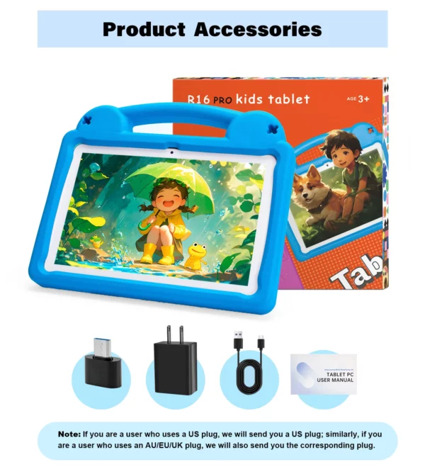 ANRY-Tablette Android 15 pour enfants, tablettes à écran HD, cadeaux pour enfants, 8 Go de RAM, 4 + 4 extensions, 64 Go, Dean A523, 2025 GHz, 10.1 Mah, 2.0 pouces, 5000 – Image 9