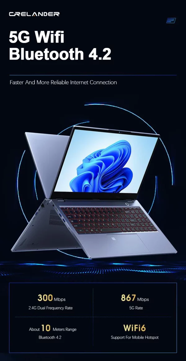 CRELANDER-Ordinateur portable i9, ordinateur portable de jeu, 15.6 pouces, processeur Core i9 8e, 9e, 10e, Isabel, 32 Go de RAM, Windows 11 – Image 16