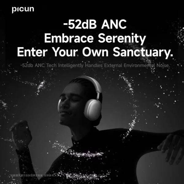 Picun F8 Pro ANC casque sans fil suivi de la tête Audio spatial 3D-52dB ANC HIFI Bluetooth casque ENC HD micro application à faible latence – Image 3