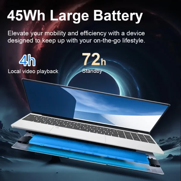 N5095 15.6 "ordinateur portable, jusqu'à 32 Go de RAM 2 To Windows 10/11 Pro, clavier anglais russe rétroéclairé noir ordinateur portable – Image 44