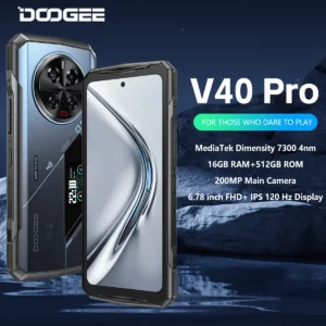 DOOGEE V40 Pro 5G téléphone robuste 6.78 "16GB + 512GB téléphones de jeu dimension 7300 200MP AI caméra 8680mAh Android 14
