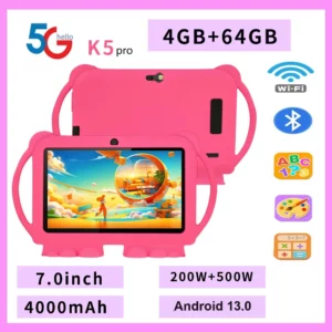 Nouveau 5G WIFI 7 pouces tablette pour enfants 4GB + 64GB ROM Mini Pad Quad Core double caméra étui de protection pour enfants tablettes Android 13
