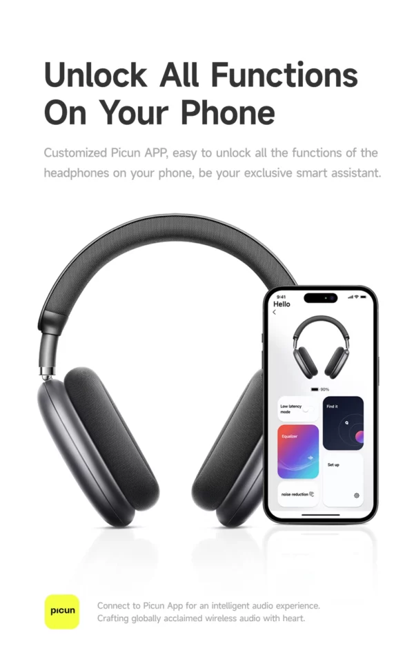 Picun F8 Pro ANC casque sans fil suivi de la tête Audio spatial 3D-52dB ANC HIFI Bluetooth casque ENC HD micro application à faible latence – Image 38