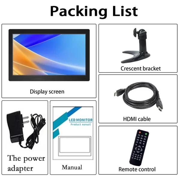 Petit moniteur de sécurité Portable avec double haut-parleurs intégrés, entrée HDMI VGA BNC pour ordinateur Portable CCTV Raspberry Pi Xbox PS3/4/5 – Image 9