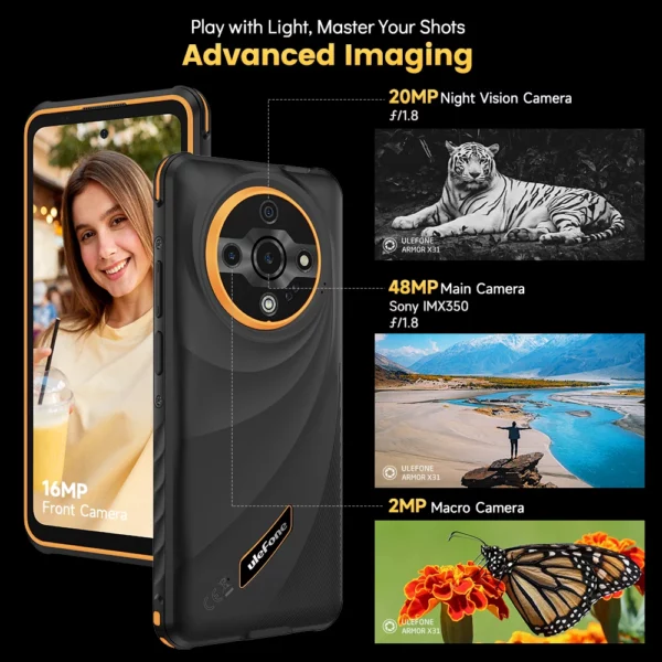 Ulefone Armor X31 4G téléphone robuste Android 14 Smartphone 6.56 "12GB RAM 128GB ROM 48MP NFC caméra de nuit IR Blaster version mondiale – Image 3