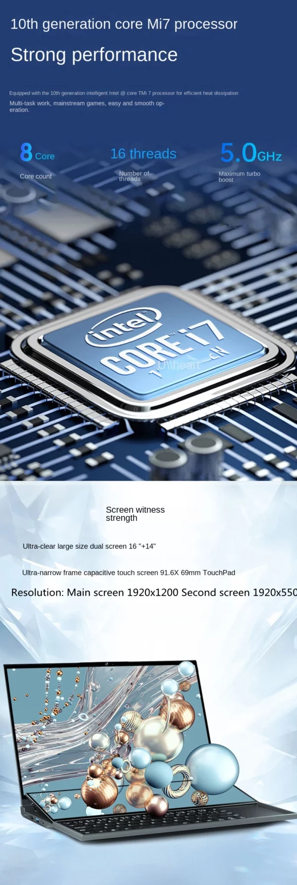 AKPAD Intel Xeon W-10885M touristes Écran 16 pouces (écran tactile 14 pouces) Ordinateur portable de jeu Windows 10 11 Pro – Image 12