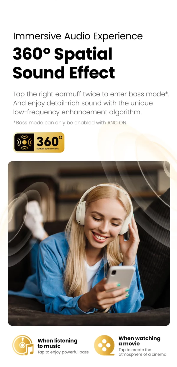 HAYLOU-Casque sans fil S30, Bluetooth 5.4, 43dB, écouteurs adaptatifs antibruit, ensembles de sauna, pilote 40mm, 80H de lecture – Image 25