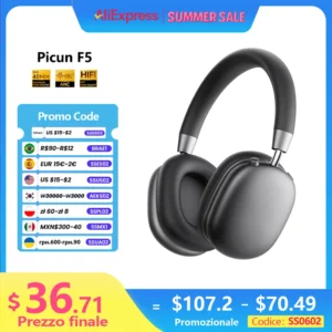 Picun F5 ANC casque sans fil Bluetooth 5.3 haute résolution Audio sur l'oreille casque 25dB annulation de bruit adaptative écouteurs 50H