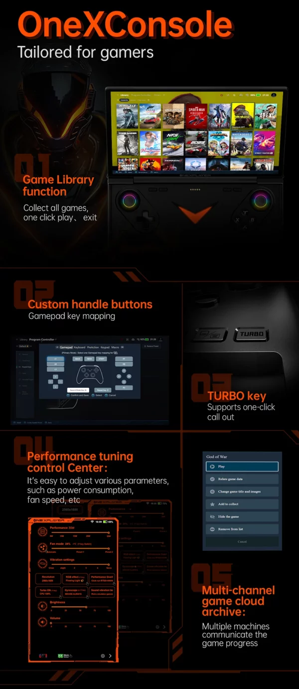 OneXPlayer G1 AMD Ryzen AI 9 HX 370 8.8 "Mini ordinateur portable de jeu jeux de bureau mobiles clavier double Mode PC Console de jeu portable – Image 33