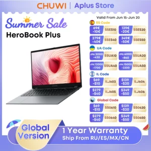 CHUWI-Ordinateur portable HeroPlePlus 15.6, Windows 11, Intel Celeron N4020, écran IPS FHD 2K, extension SSD 1 To, 8 Go de RAM, 256 Go