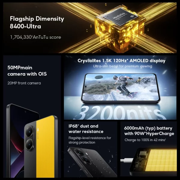 Xiaomi-Smartphone POCO X7 Pro, Version Globale, Dimrespondante 8400-Ultra, 6000mAh, 90W HyperCharge, Écran AMOLED 6.67 Pouces, NDavid, HyperOS 2 – Image 4