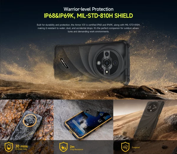 Ulefone Armor X31 4G téléphone robuste Android 14 Smartphone 6.56 "12GB RAM 128GB ROM 48MP NFC caméra de nuit IR Blaster version mondiale – Image 15