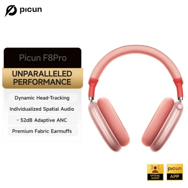 Picun F8 Pro ANC casque sans fil suivi de la tête Audio spatial 3D-52dB ANC HIFI Bluetooth casque ENC HD micro application à faible latence – Image 13