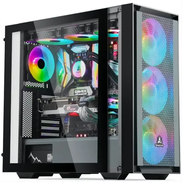 ATX – boîtiers d'ordinateur de jeu avec écran Cube, armoire à lunettes, boîtier de jeu en verre trempé Double, châssis de bureau – Image 16