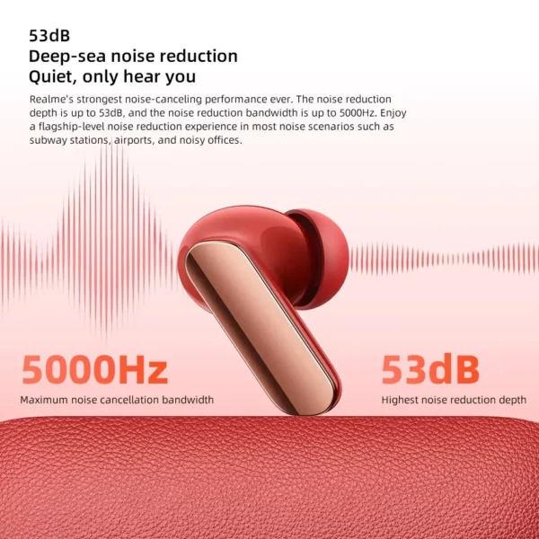 Version mondiale realme Buds Air 7 Pro 53dB suppression Active du bruit véritable écouteur sans fil 48 heures batterie Bluetooth 5.4 casque – Image 4