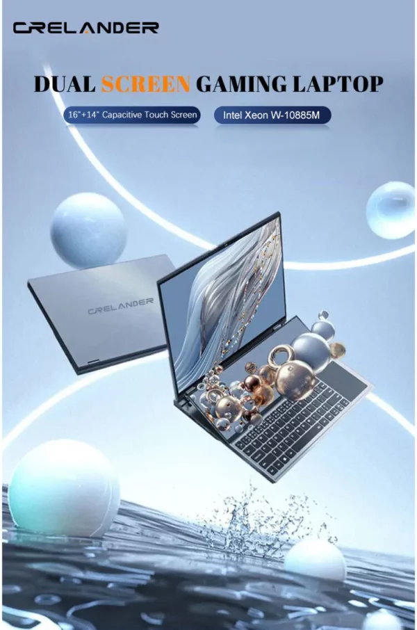 CRELANDER Ordinateur portable à double écran 16 pouces 2K + écran tactile 14 pouces Intel Xeon W-10855M 64 Go de RAM Zenbook Duo Ordinateur portable de jeu – Image 9