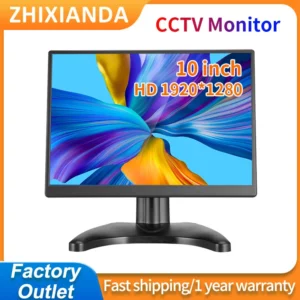 Moniteur de sécurité CCTV 10.5 pouces, écran LCD TFT 15:10 1920x1080 FHD, petit écran d'ordinateur TV pour PC CCTV avec Interface HDM VGA