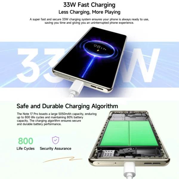 Ulefone Note 17 Pro Smartphone 6.78 "120HZ AMOLED affichage incurvé 24GB + 256GB Android 13,108MP caméra 5050mAh Version mondiale NFC – Image 5
