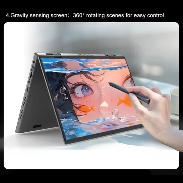 Crelander double écran ordinateur portable 14 + 14 pouces 2K écran tactile ordinateur portable Intel N95 CPU 360 degrés Flip Metal Shell 2 en 1 ordinateur portable – Image 6