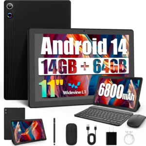 URAO – tablette Android 11 pouces, 12 go de RAM, 64 go de ROM, 6800mAh, écran tactile IPS HD, avec étui de protection pour clavier, stylet de souris, Kit 8 en 1