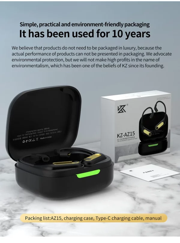 KZ – écouteurs sans fil Bluetooth AZ15, mise à niveau, câble 5.2, crochet d'oreille sans fil avec étui de chargement, AZ09 PRO AZ10 Z1PRO Z3 – Image 20