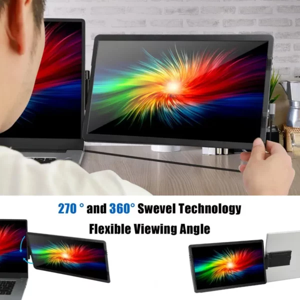 Écran d'extension pour ordinateur Portable 14.1 pouces, Support type-c 3.1 pliable FHD IPS, écran d'affichage de jeu pour téléphone Portable – Image 5