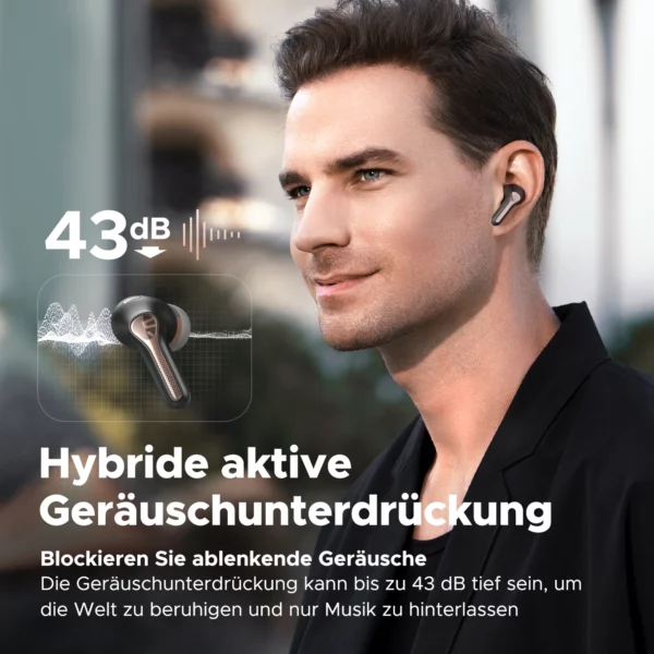 SoundPEATS-Écouteurs sans fil Bluetooth 5.3, Capsule 3 Pro, Écouteurs TWS, True Wireless, 43dB, Hybrid ANC, Hi-Res, ignorez avec sat AC Audio Codec – Image 13