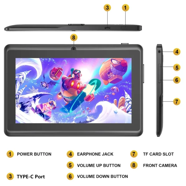 Nouveau 5G WIFI 7 pouces tablette pour enfants 4GB + 64GB ROM Mini Pad Quad Core double caméra étui de protection pour enfants tablettes Android 13 – Image 21