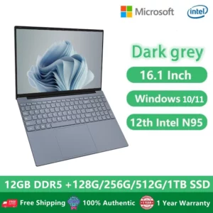CARBAYTA-Ordinateur portable de jeu Intel N95, écran IPS 16 pouces, 16 Go de RAM, ordinateur d'apprentissage au bureau, Windows 10, 11 Pro