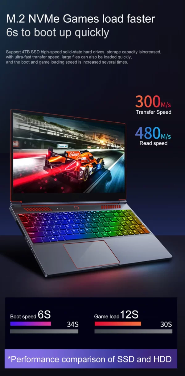 Ordinateur portable de jeu crelander 16,1 pouces Intel Core i9 10e génération NVIDIA Graphics GTX 1650 IPS écran 144hz ordinateur portable de jeu – Image 17