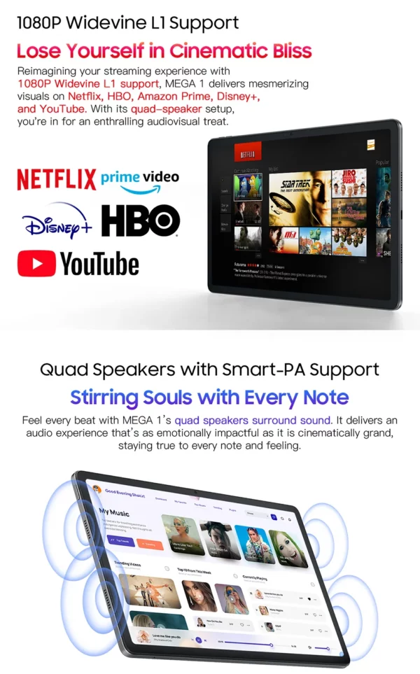 Blackview MEGA 1 tablettes 11.5 "2.4K 120Hz affichage 50MP caméra 12GB 256GB 8800mAh 33W charge Widevine L1 Android Pad PC – Image 21