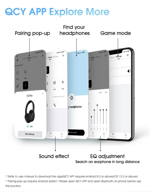 QCY H2 Pro casque sans fil Bluetooth 5.3 Mode basse écouteurs HIFI 3D casque stéréo sur l'oreille écouteurs de jeu – Image 21