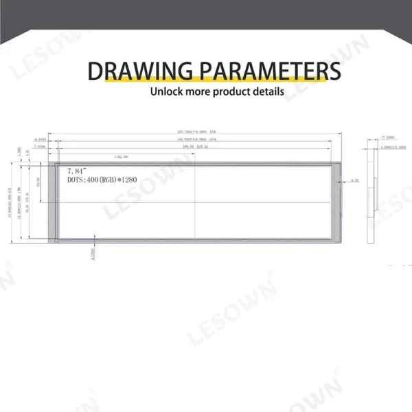 LESOWN-Moniteur d'écran LCD, barre longue étirée, haute luminosité, IPS large et fin, deuxième écran, technologie, 7.84 pouces, 7.9 Wind, m2, 1280x400 – Image 9