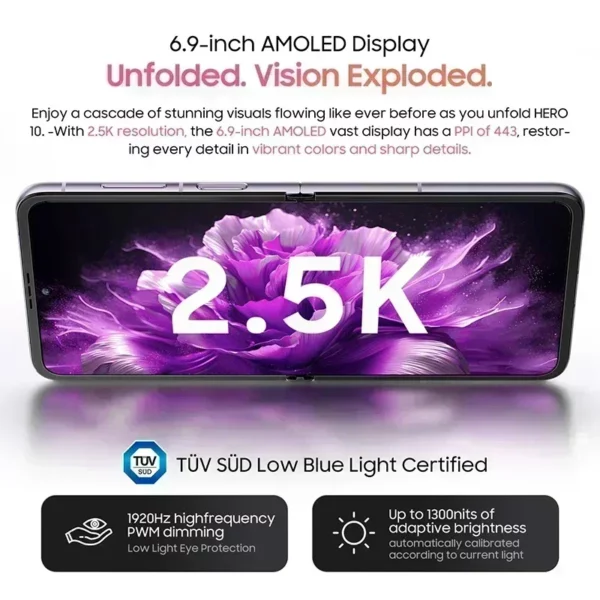 Blackview HERO 10-Smartphone avec Écran Pliant AMOLED de 6.9 Pouces, 12 Go de RAM et 256 Go de ROM, Caméra MTK 108MP, Helio G99, Première Mondiale – Image 3