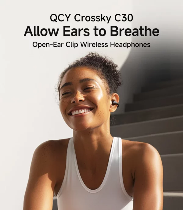QCY Crossky-Écouteurs à clip d'oreille C30, Bluetooth 5.4, sans fil, oreille ouverte, écouteurs de sport TWS, écouteurs à connexion touristique – Image 25