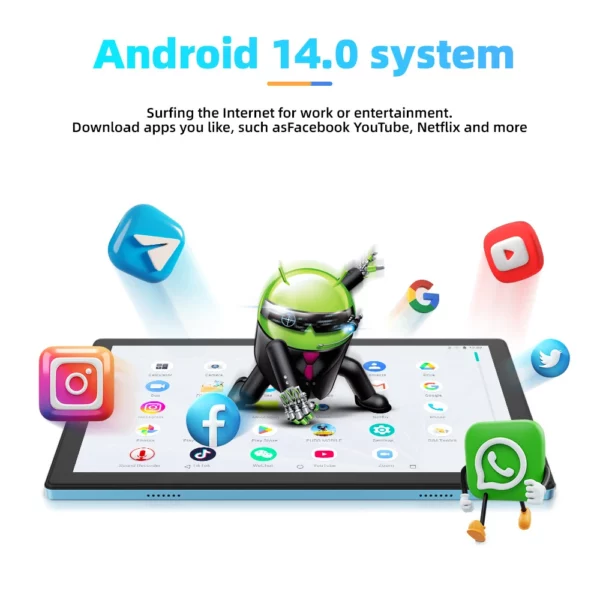 Nouvelle Version mondiale 10 pouces tablette Pc 8GB RAM 512GB ROM double 4G appel téléphonique WiFi Bluetooth Google Play Android 14 tablettes 7000mAh – Image 3