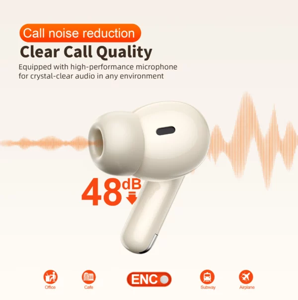 Écouteurs sans fil, QERE E38, nouveau TWS Bluetooth 5.3, Microphone HD, écouteurs HIFI, pilote 13mm, écouteurs étanches pour jeux à faible latence – Image 4