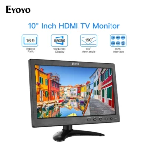 Eyoyo – petit écran LCD HDMI TV 10 ", 1024x600, avec VGA, AV, USB, télécommande, pour système de sécurité de vidéosurveillance, DVD, PC