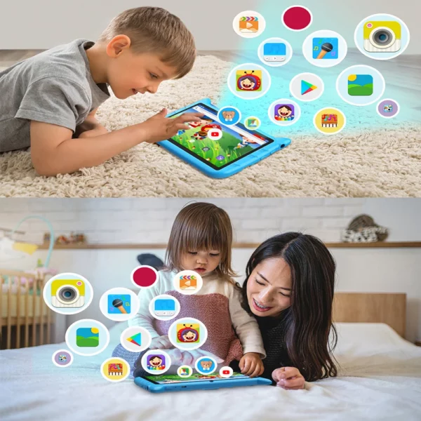 BDF-Tablette Android 13 pour enfants, extension 1 To, 4 Go de RAM, 64 Go de ROM, WiFi 5G, batterie 4000mAh, appareil photo touristique, cadeau pour enfants, logiciel pour enfants, 7 pouces – Image 14