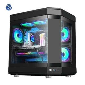 ATX – boîtiers d'ordinateur de jeu avec écran Cube, armoire à lunettes, boîtier de jeu en verre trempé Double, châssis de bureau