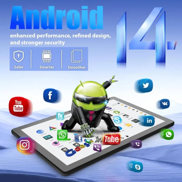 URAO – tablette Android 11 pouces, 14 go de RAM, 64 go de ROM, 6800mAh, écran tactile IPS HD, avec étui de protection pour clavier, stylet de souris, Kit 8 en 1 – Image 2