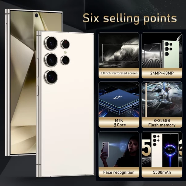 S24 Ultra, téléphone intelligent Android, 6.8 pouces, 8 Go de RAM, 256 Go, 512 Go de 1 To ROM, double SIM, téléphone portable, Google Play Store, 24 + 48 MP, 5500 mAh – Image 11