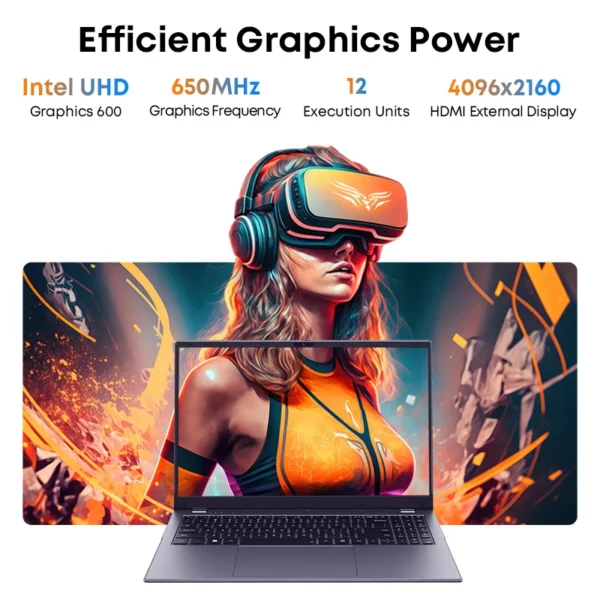CHUWI-Ordinateur portable HeroPlePlus 15.6, Windows 11, Intel Celeron N4020, écran IPS FHD 2K, extension SSD 1 To, 8 Go de RAM, 256 Go – Image 4