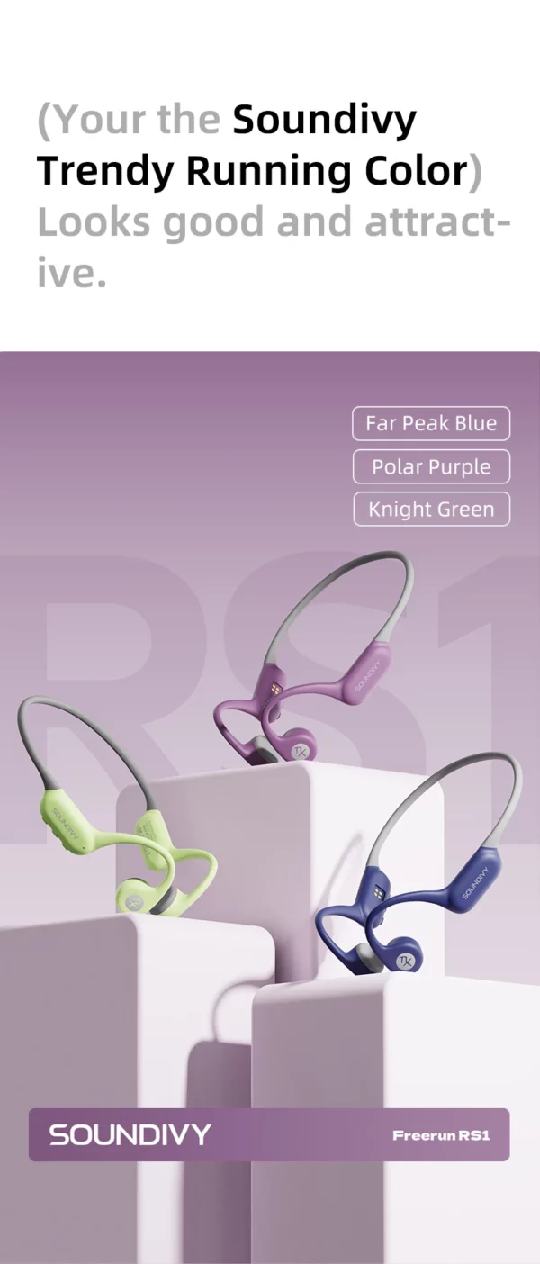 SOUNDIVY RS1 écouteurs à Conduction osseuse Bluetooth sans fil 32GB mémoire IPX8 étanche natation et course sport écouteurs – Image 13