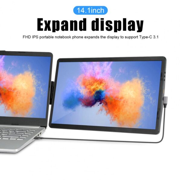 Écran d'extension pour ordinateur Portable 14.1 pouces, Support type-c 3.1 pliable FHD IPS, écran d'affichage de jeu pour téléphone Portable – Image 8