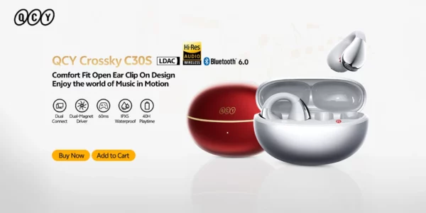 QCY Crossky C30S écouteurs sans fil à oreille ouverte haute résolution avec LDAC écouteurs à pince Bluetooth 6.0 Clip sur OWS casque de sport 40 heures – Image 28