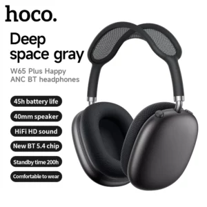 HOCO W65 Plus ANC réduction du bruit Bluetooth casque sur l'oreille sans fil grand écouteur Hifi sons Sport casques avec bouton