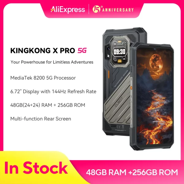 [Première mondiale] CUBOT KINGKONG X PRO, Smartphone 5G, Dimensity 8200, 4 nm, 3,1 GHz, 144 Hz Écran 6,72", Batterie 10200mAh, 24 Go de RAM (12 + 12 Go étendus), 256 Go de ROM, Appareil photo 100 MP, telephone portable