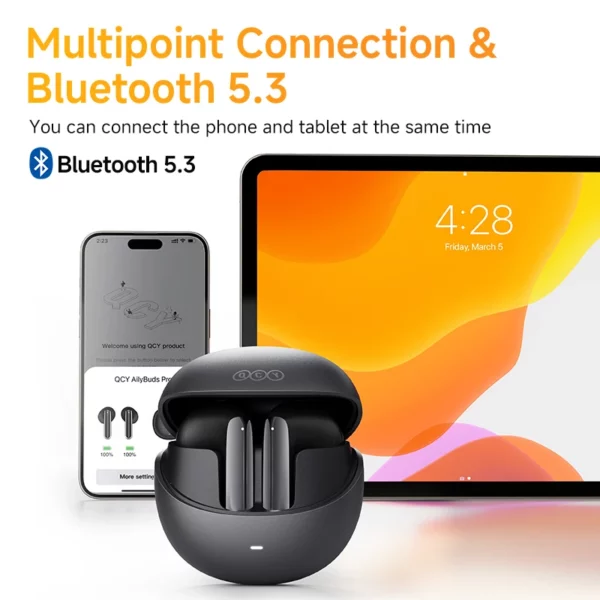 QCY-Écouteurs sans fil AilyBuds Pro+ ANC, HT10, Hi-Res Audio, AC Sat, Bluetooth 5.3, 6 micros, AI, HD, appel, connexion multipoint – Image 5
