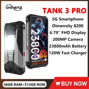 Unihertz-Smartphone Android 3 Pro avec budgétaire robuste, 8849 mAh, 23800 Go, téléphone portable Dean Morning, 200MP, chargeur 512 W OTG, 120 precious, 5G